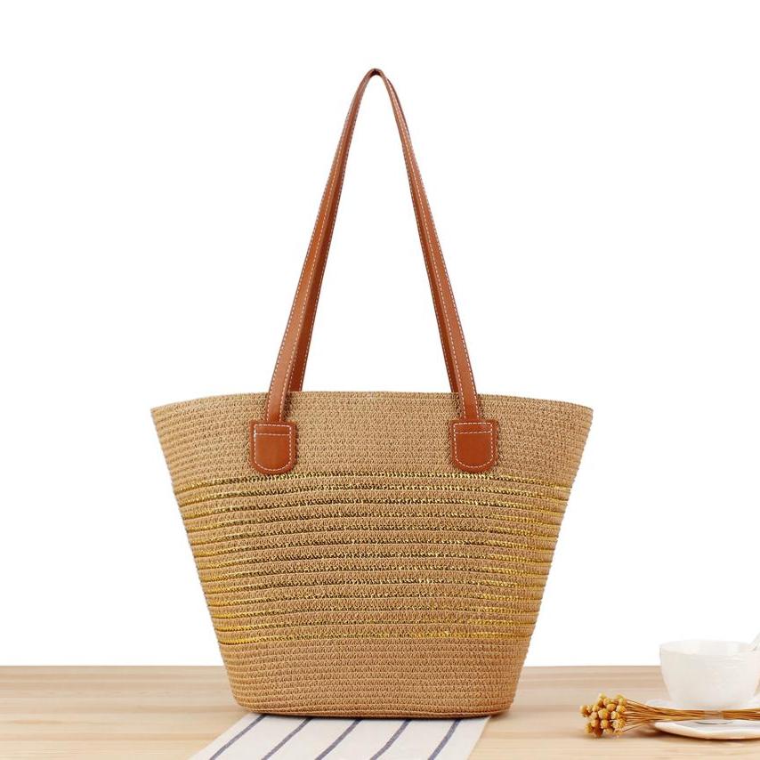Sac couffin en paille dorée