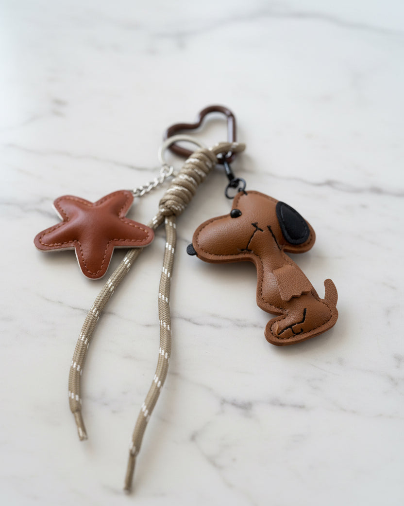 Porte clé Snopy marron