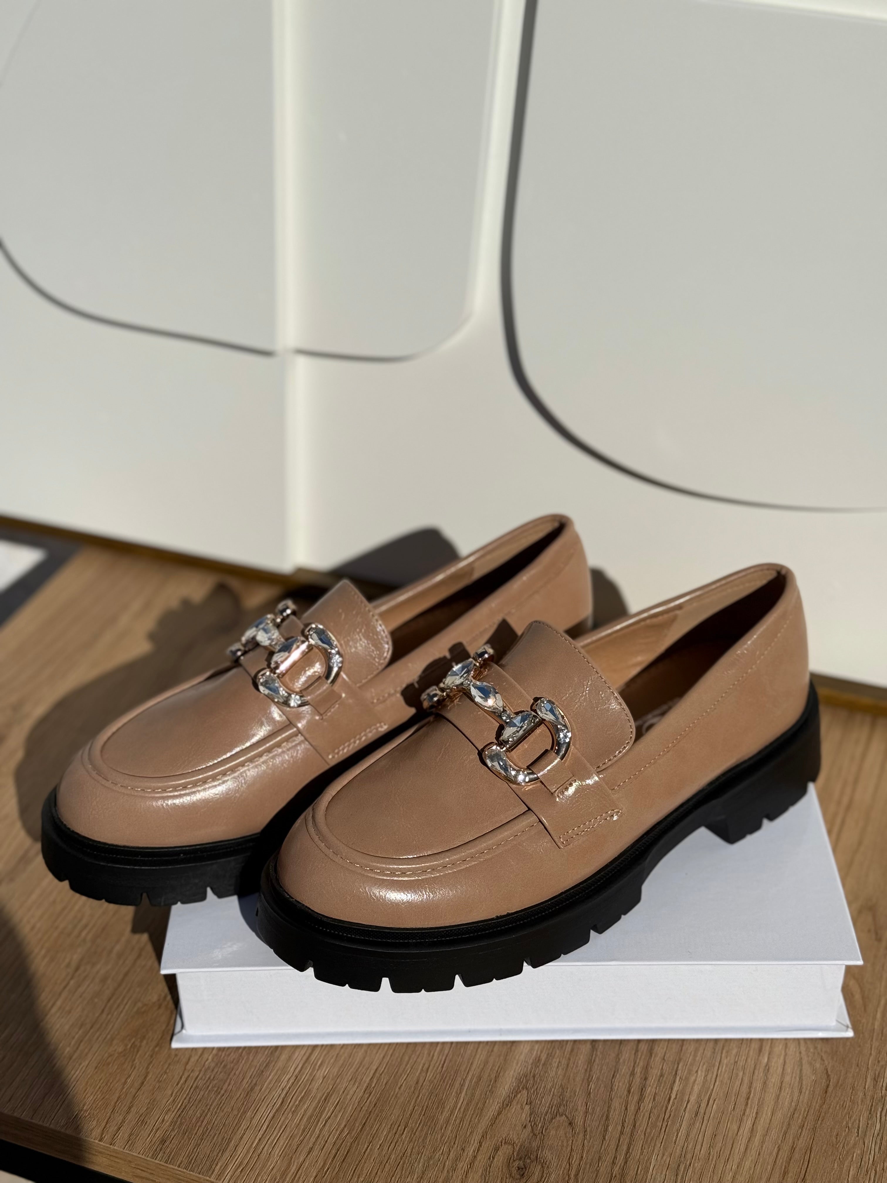 Mocassins strass camel