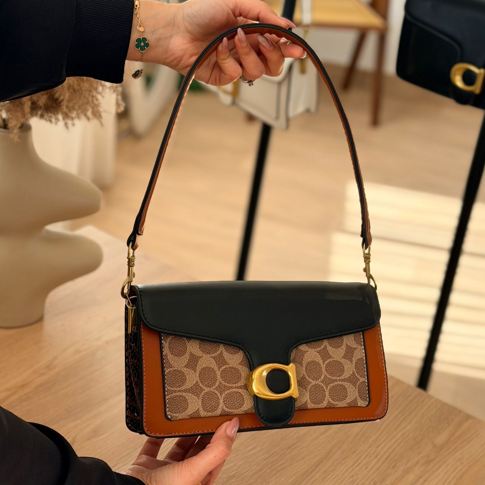 Sac a main croco  marron - hkstore