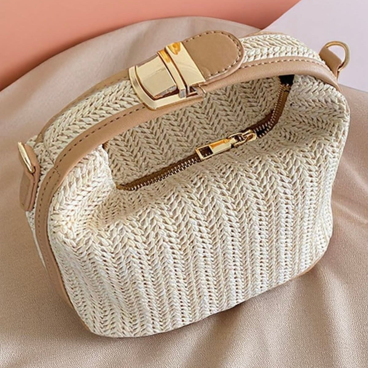 Sac Le Panier de Soie Beige - hkstore