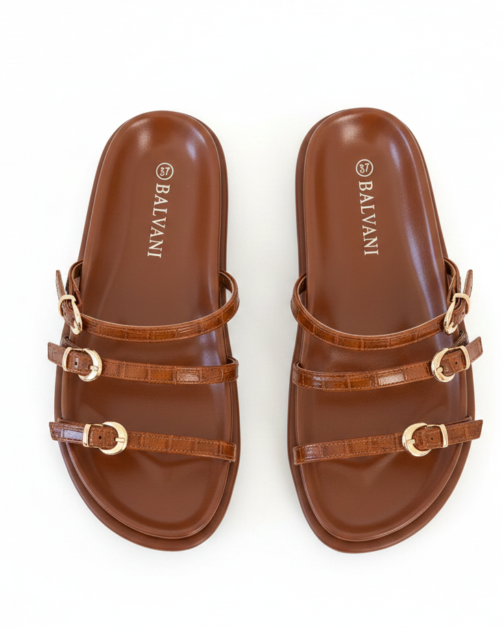 mules croco Camel