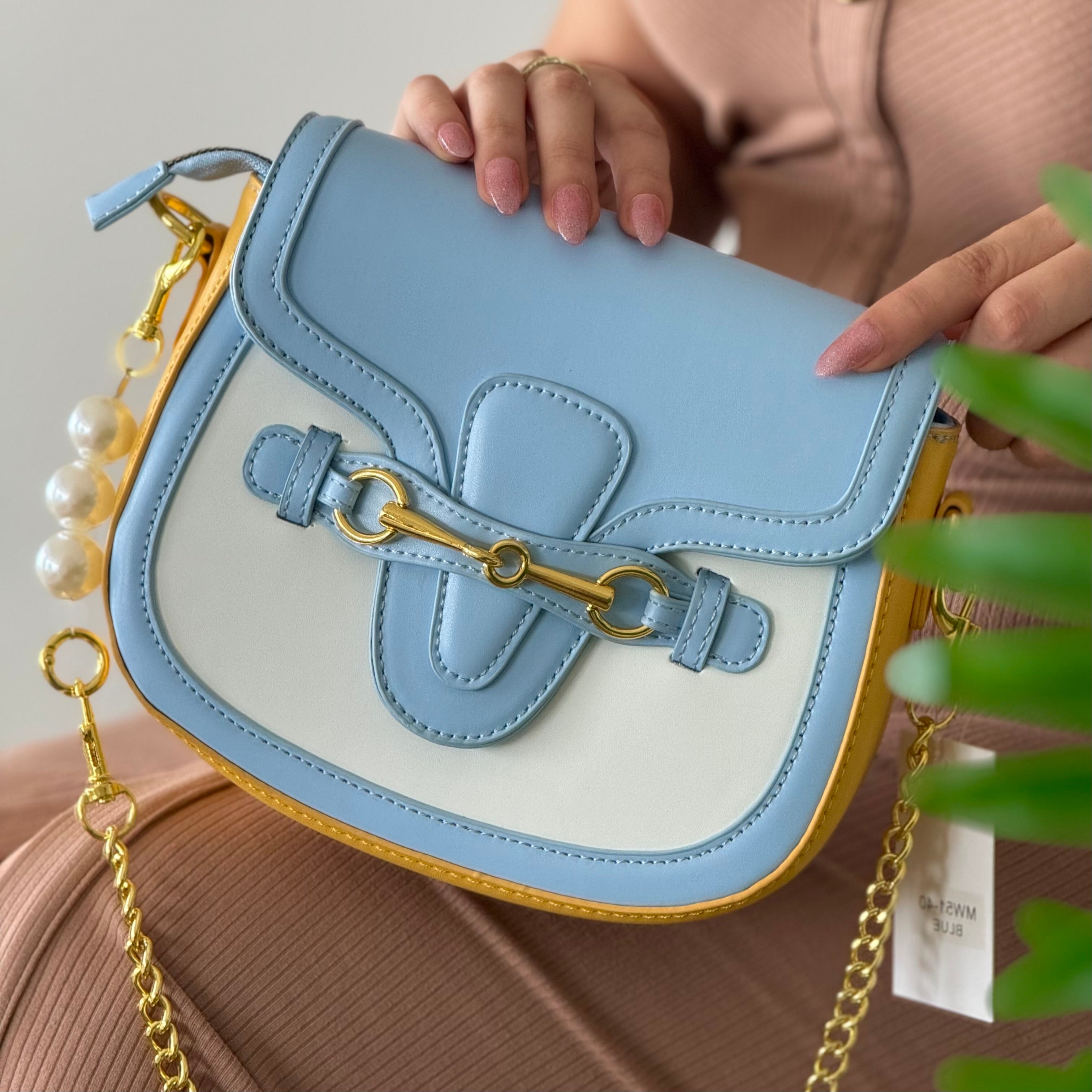 Sac à double bandoulières bleu