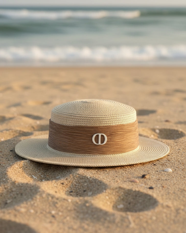 Chapeau avec Ruban beige