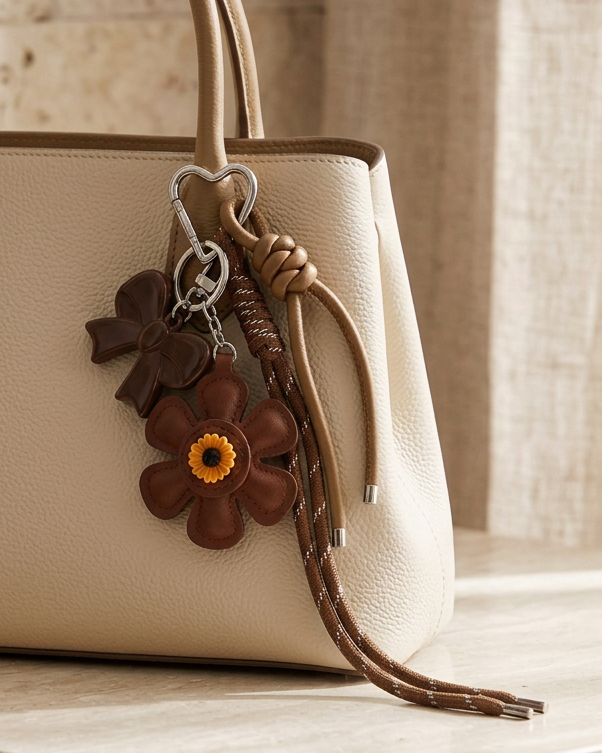 Porte clé fleur marron - hkstore