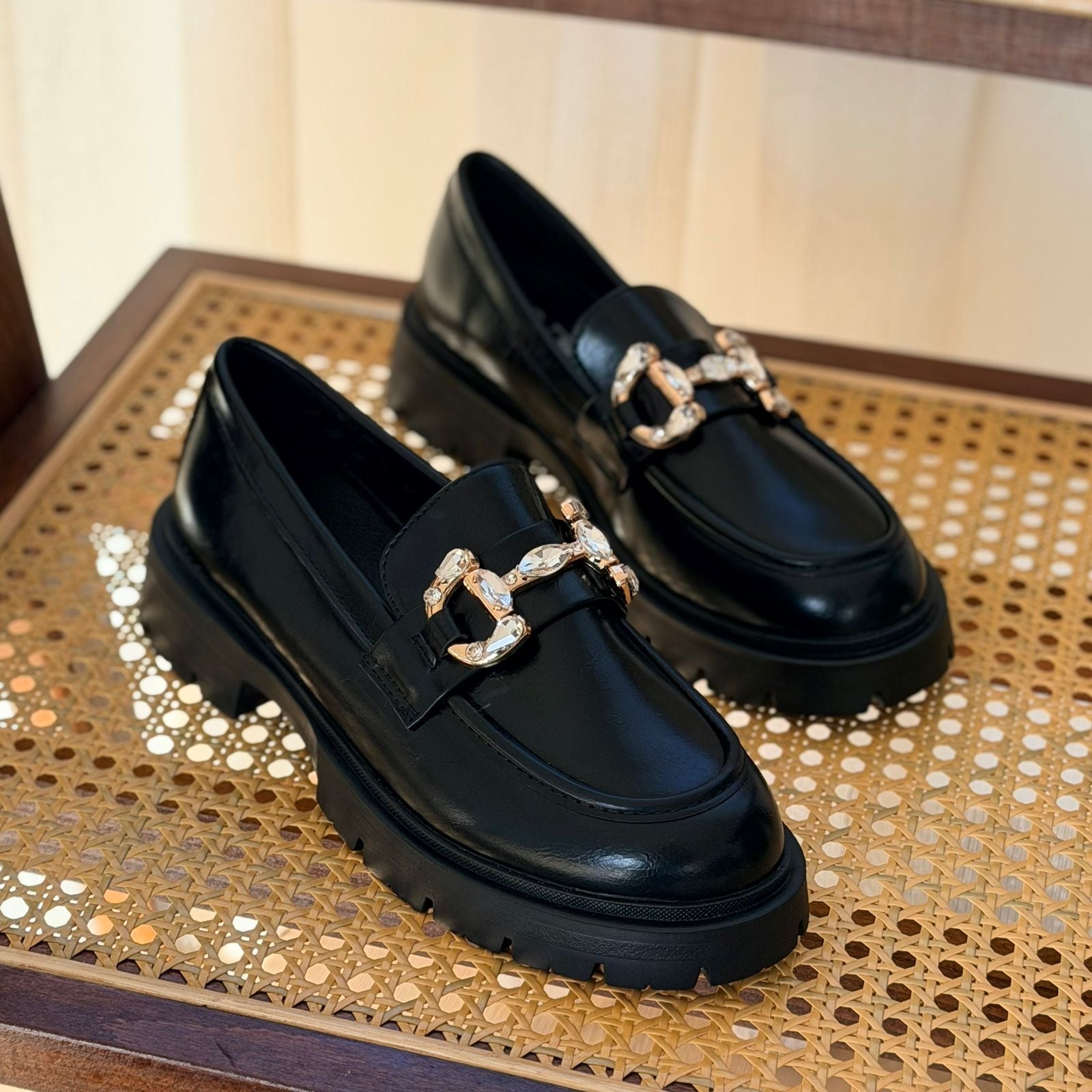 Mocassins strass Noir - hkstore