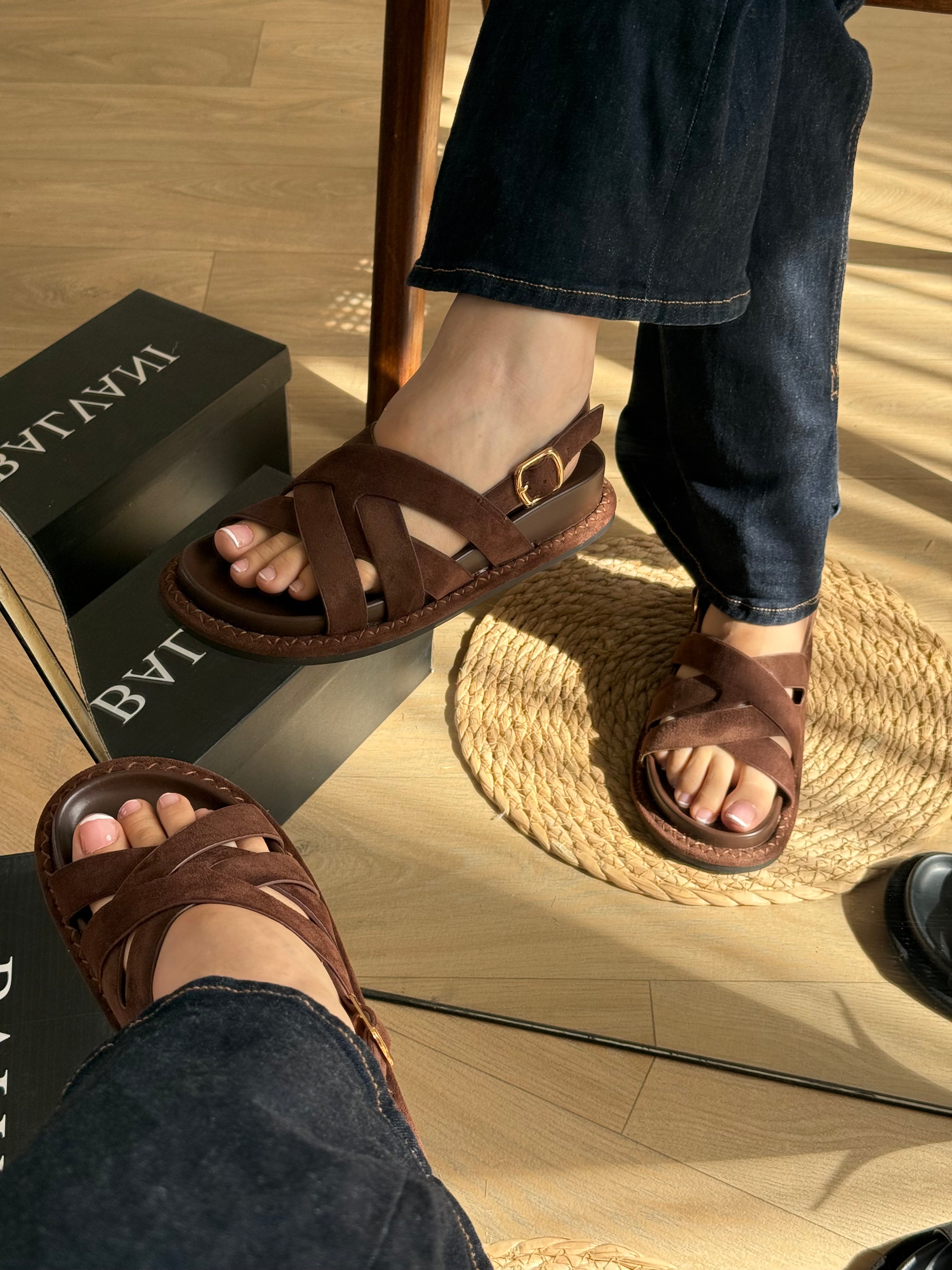 Sandales Daim Marron