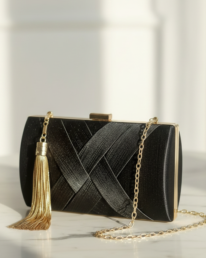 Pochette Soirée Satiné noir - hkstore