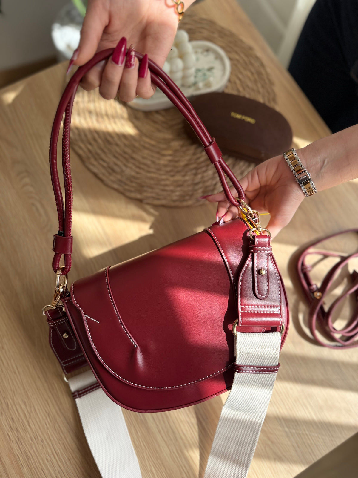Sac à main Le Luna burgundy