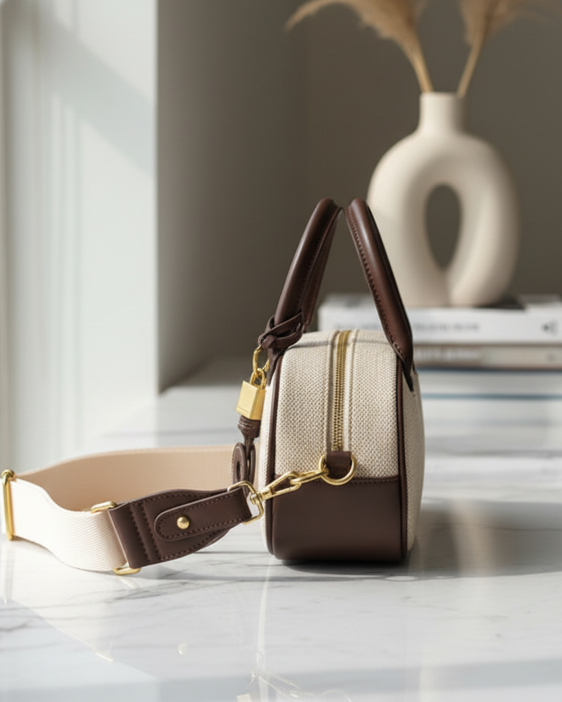 Sac à main + porte clé Beige