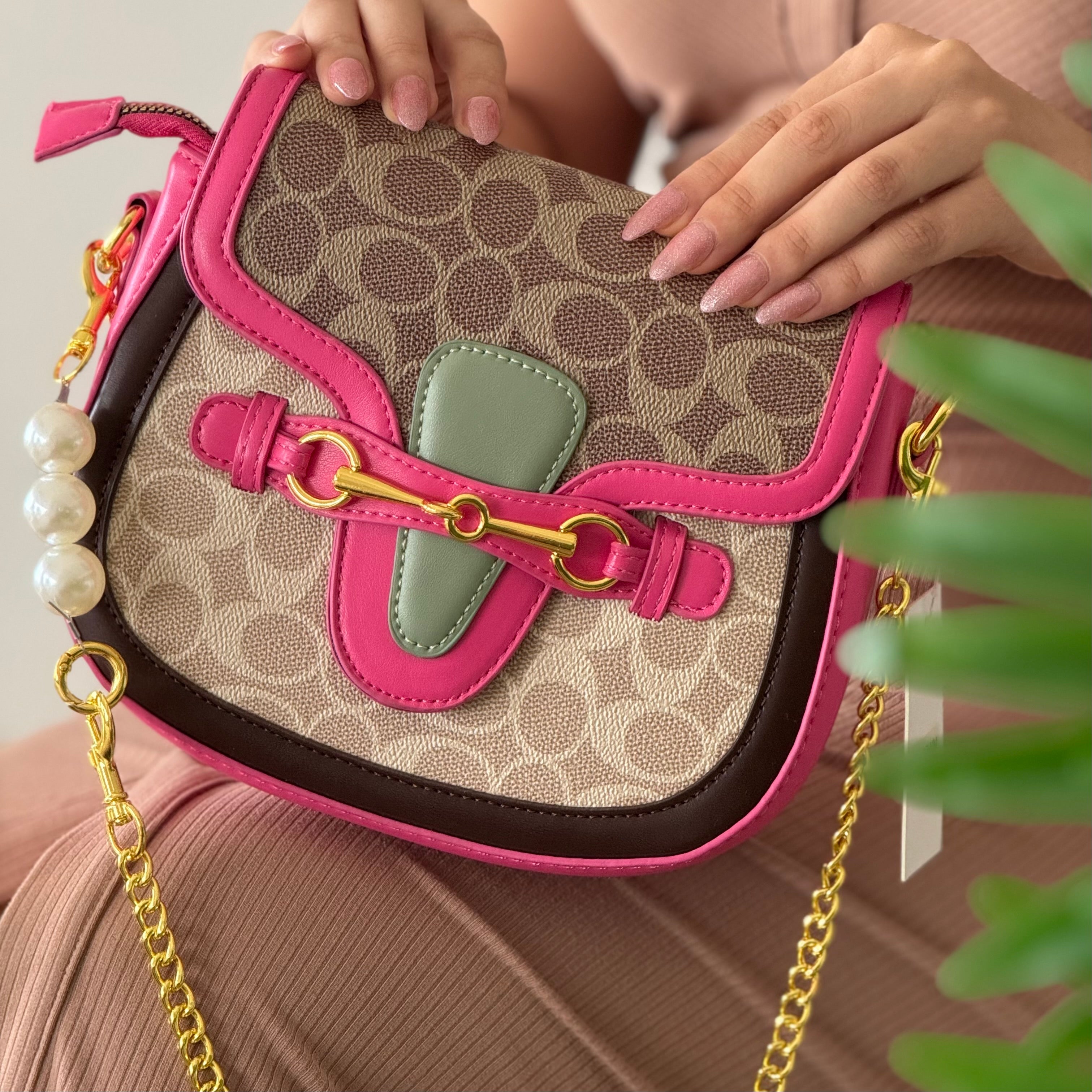 Sac à double bandoulières rose