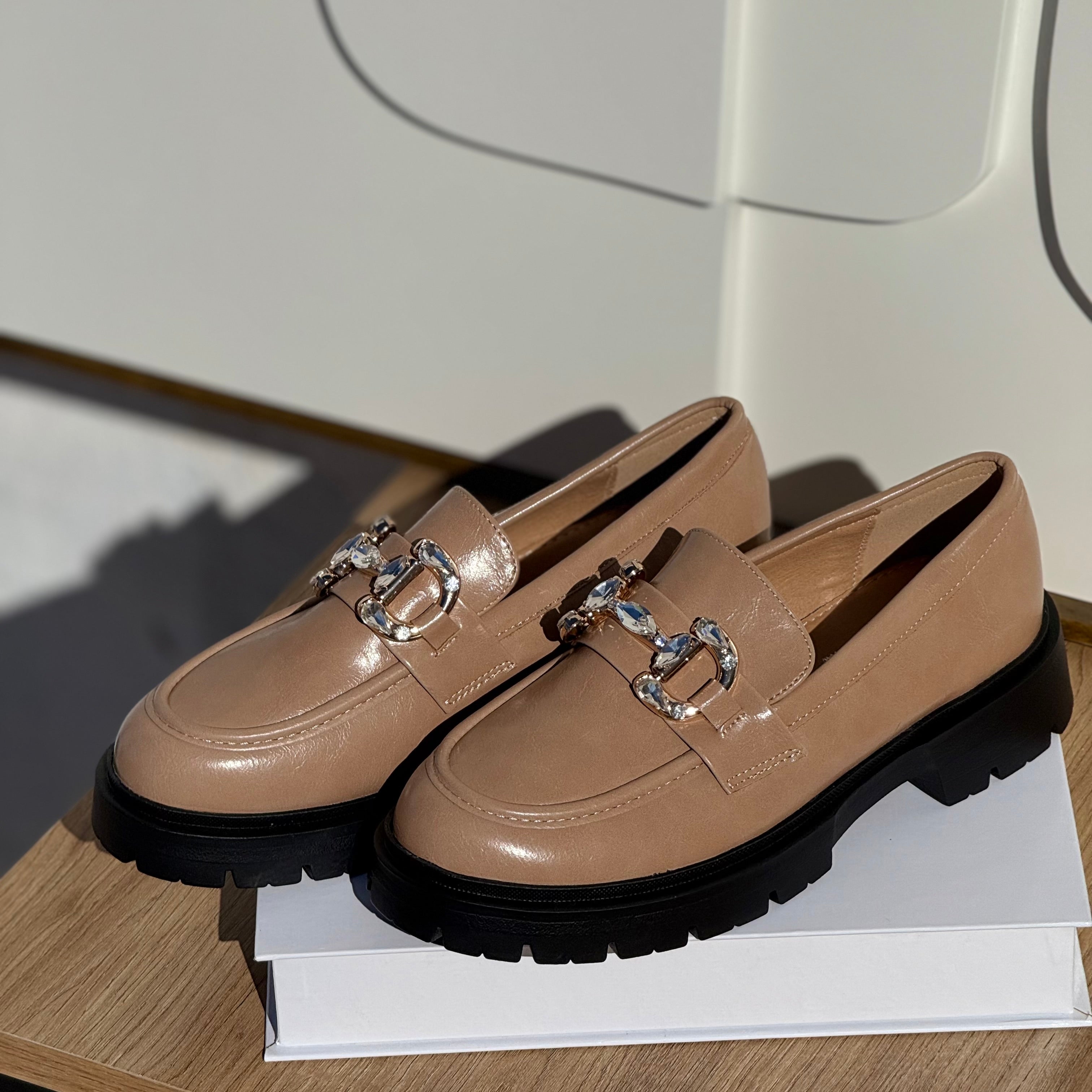 Mocassins strass camel