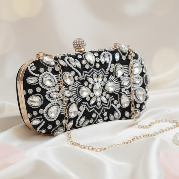 Pochette Soirée Strass Noir - hkstore