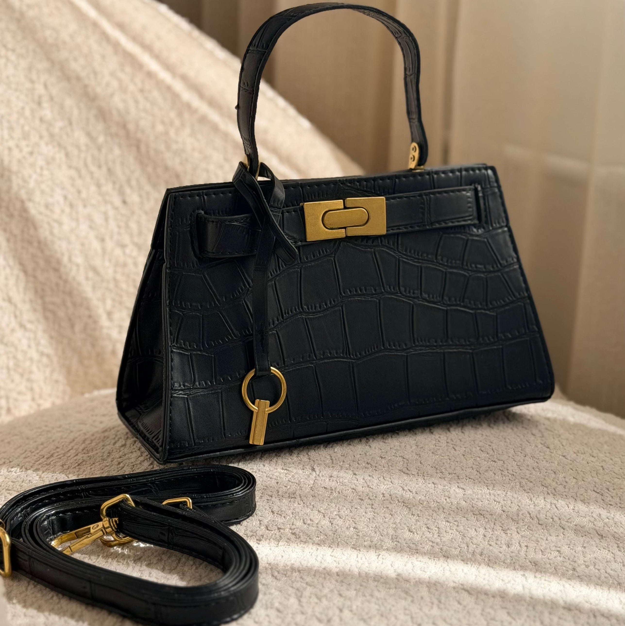 Sac à main noir croco - hkstore