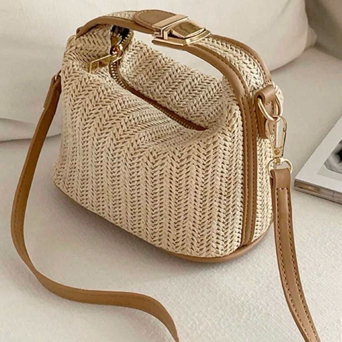 Sac Le Panier de Soie Beige - hkstore