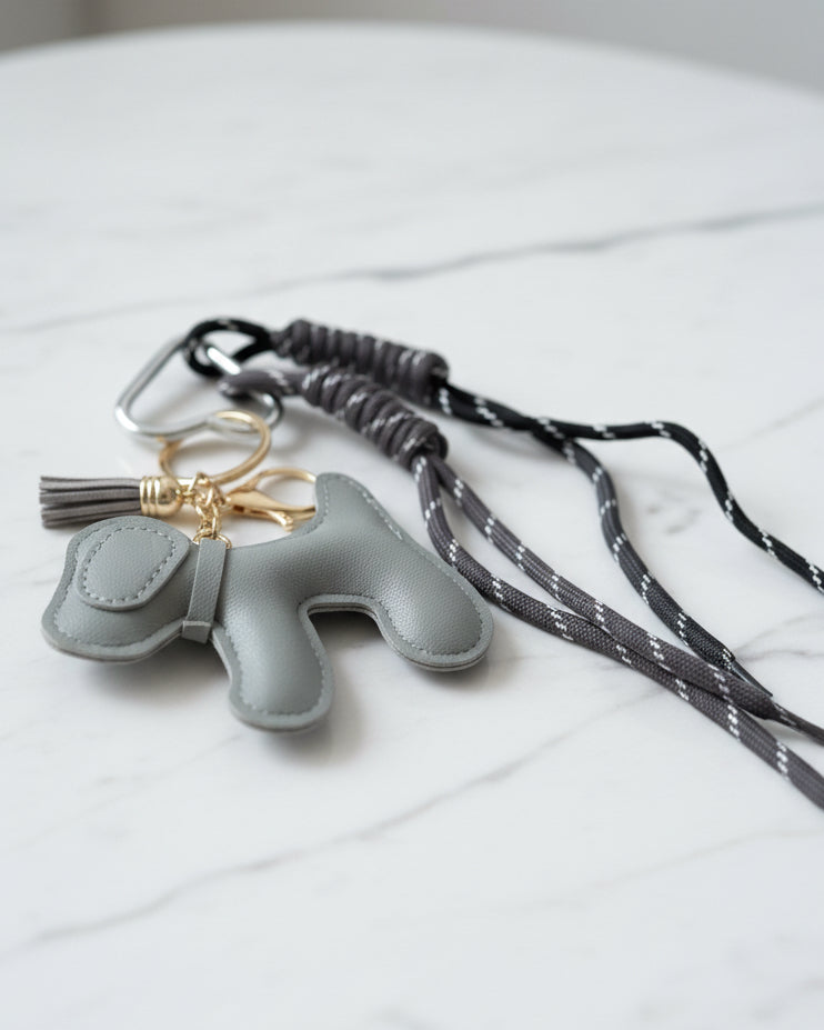 Porte clé puppy gris