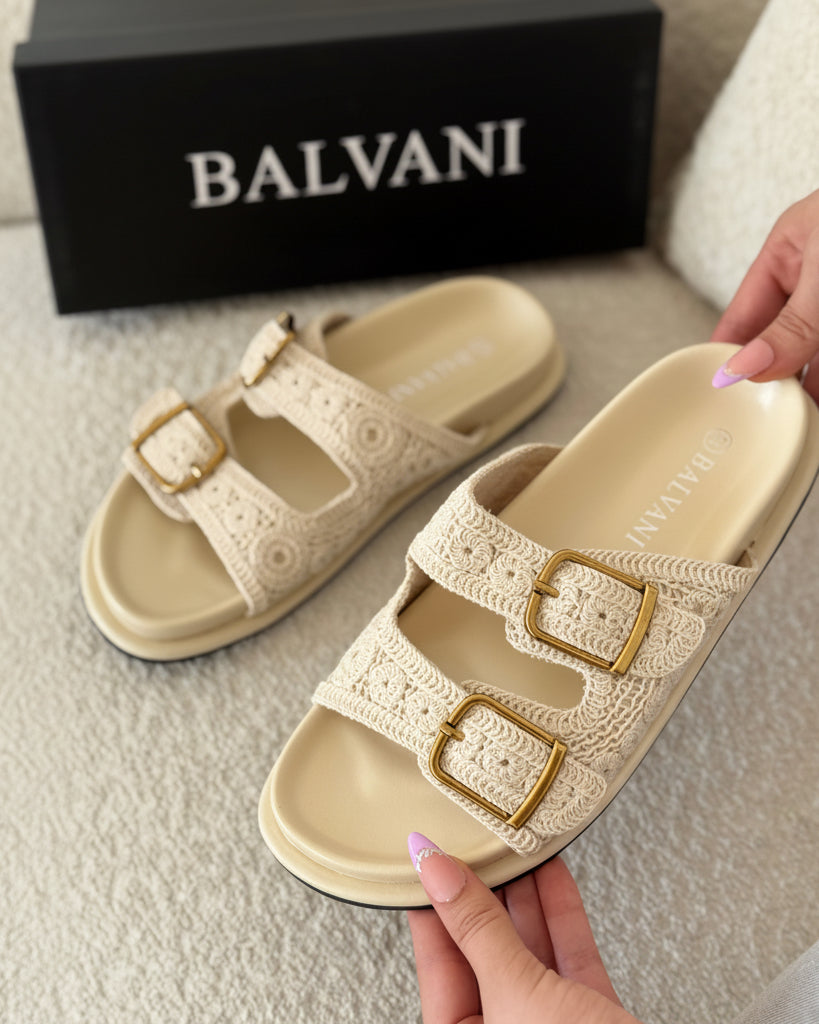 Mules crochet beige