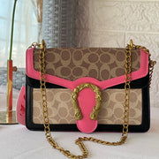 Sac Bandoulière signature rose et noir