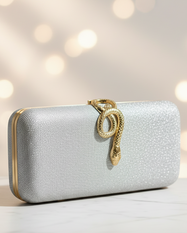 Pochette Soirée Snake Silver - hkstore