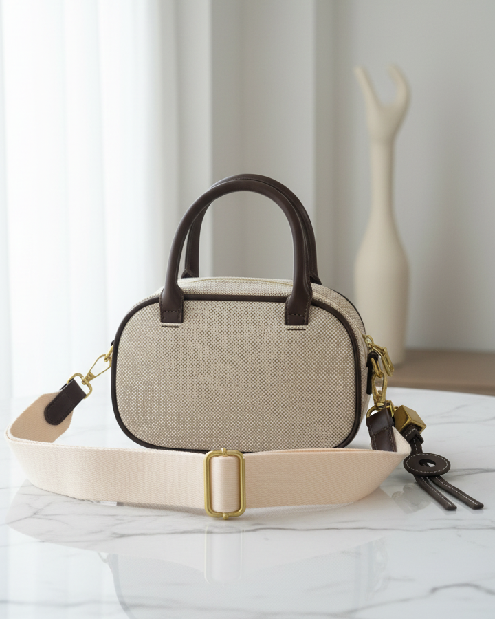 Sac à main + porte clé Beige