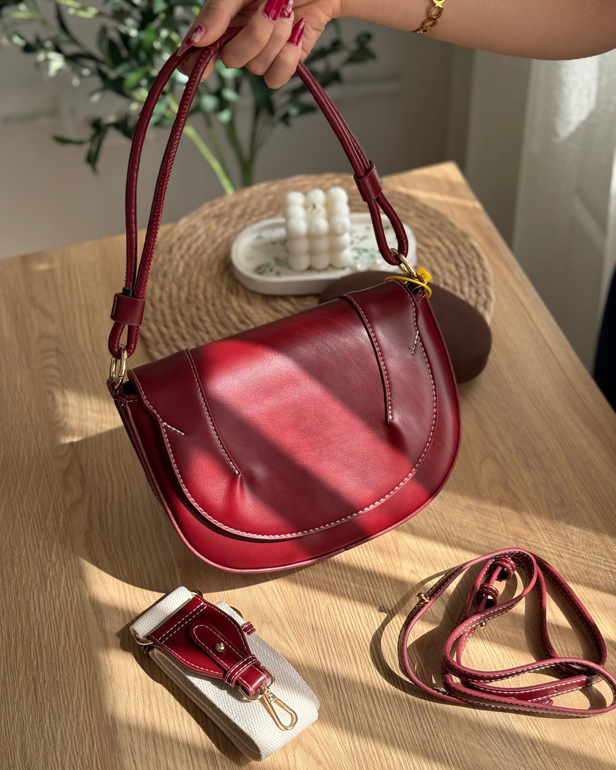 Sac à main Le Luna burgundy