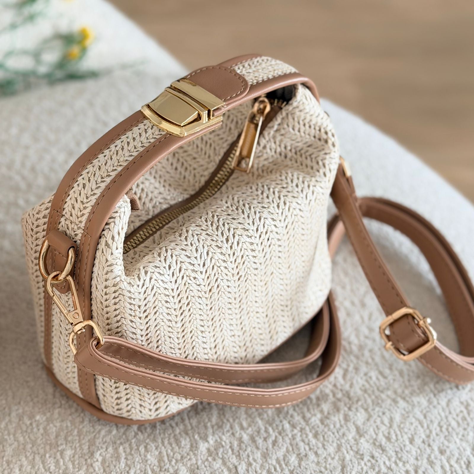 Sac Le Panier de Soie Beige - hkstore