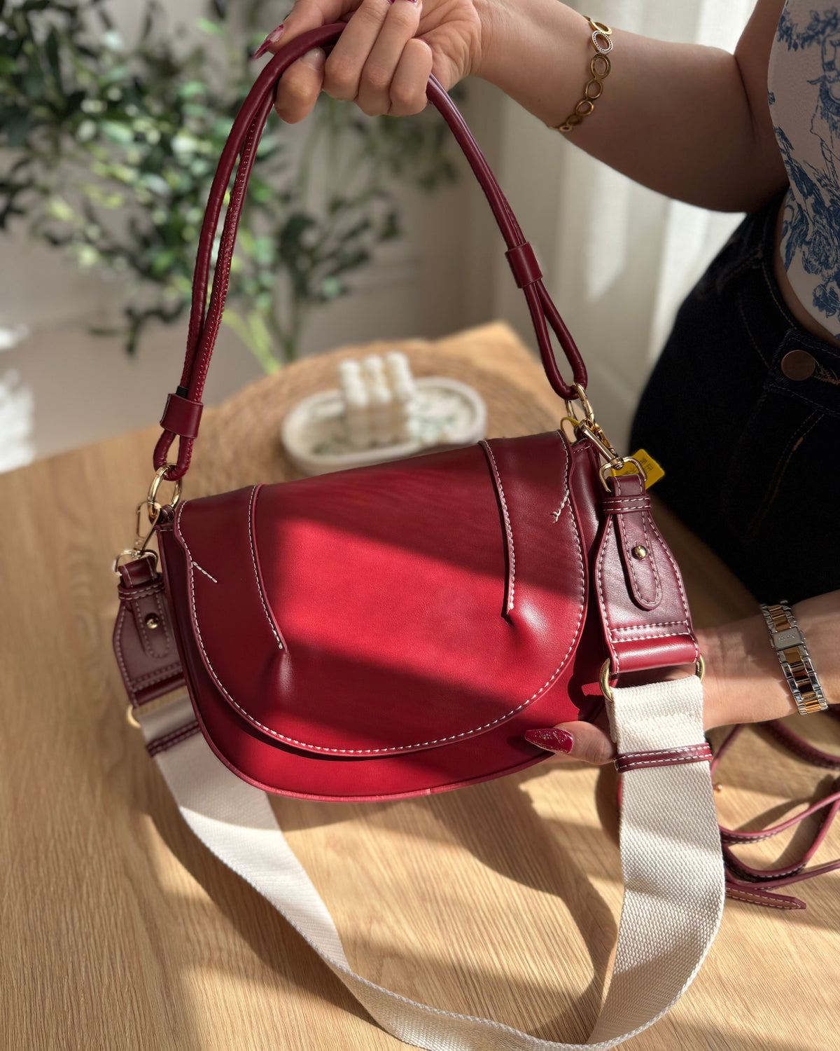 Sac à main Le Luna burgundy