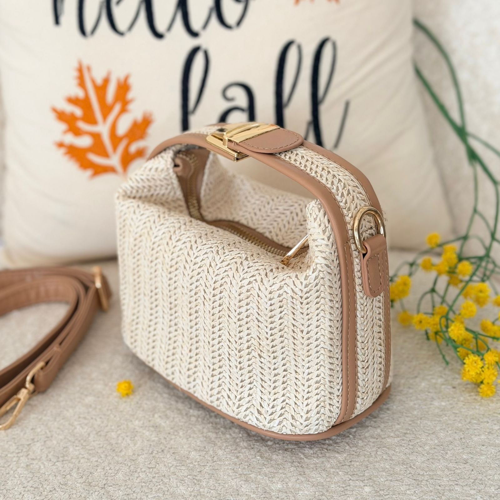 Sac Le Panier de Soie Beige - hkstore