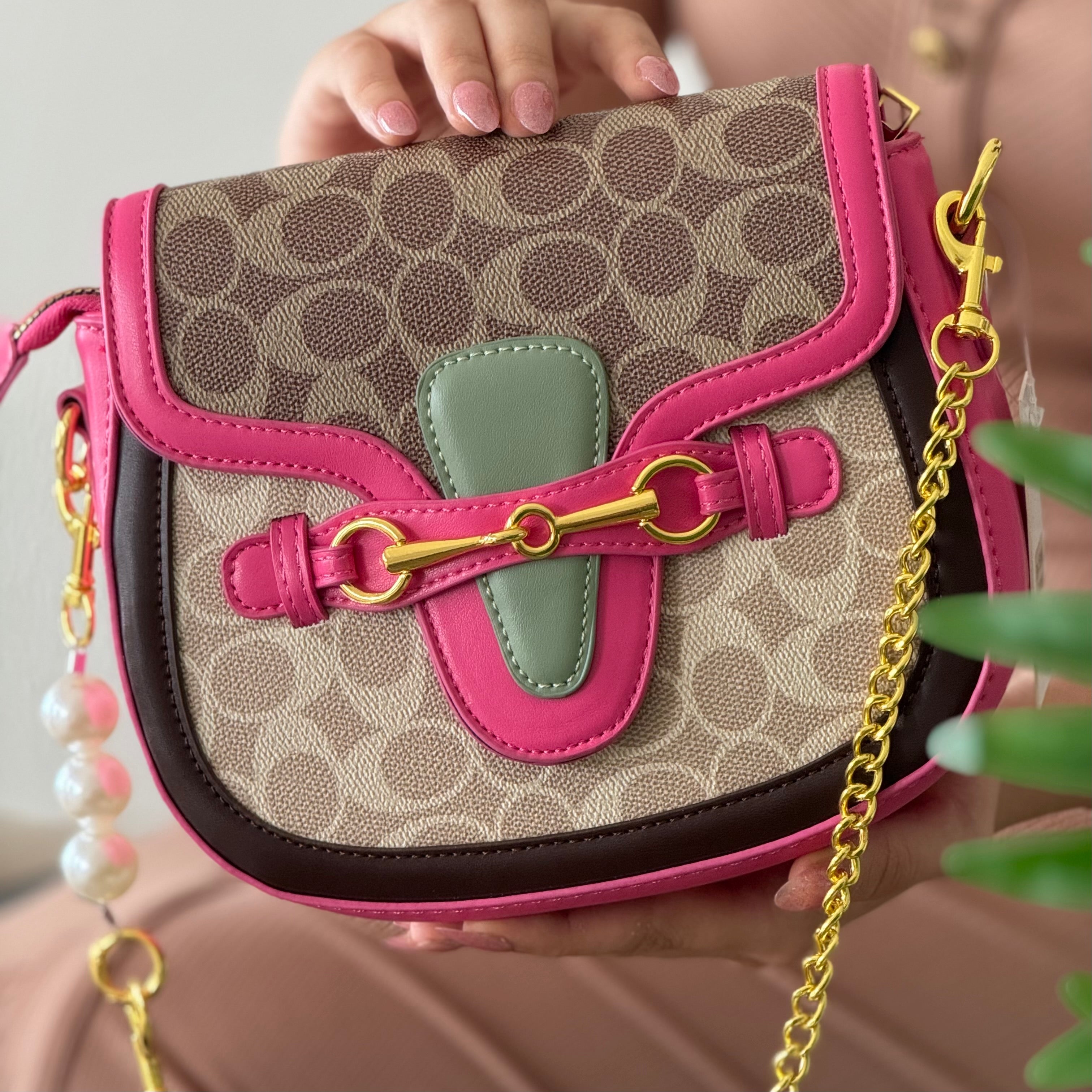 Sac à double bandoulières rose