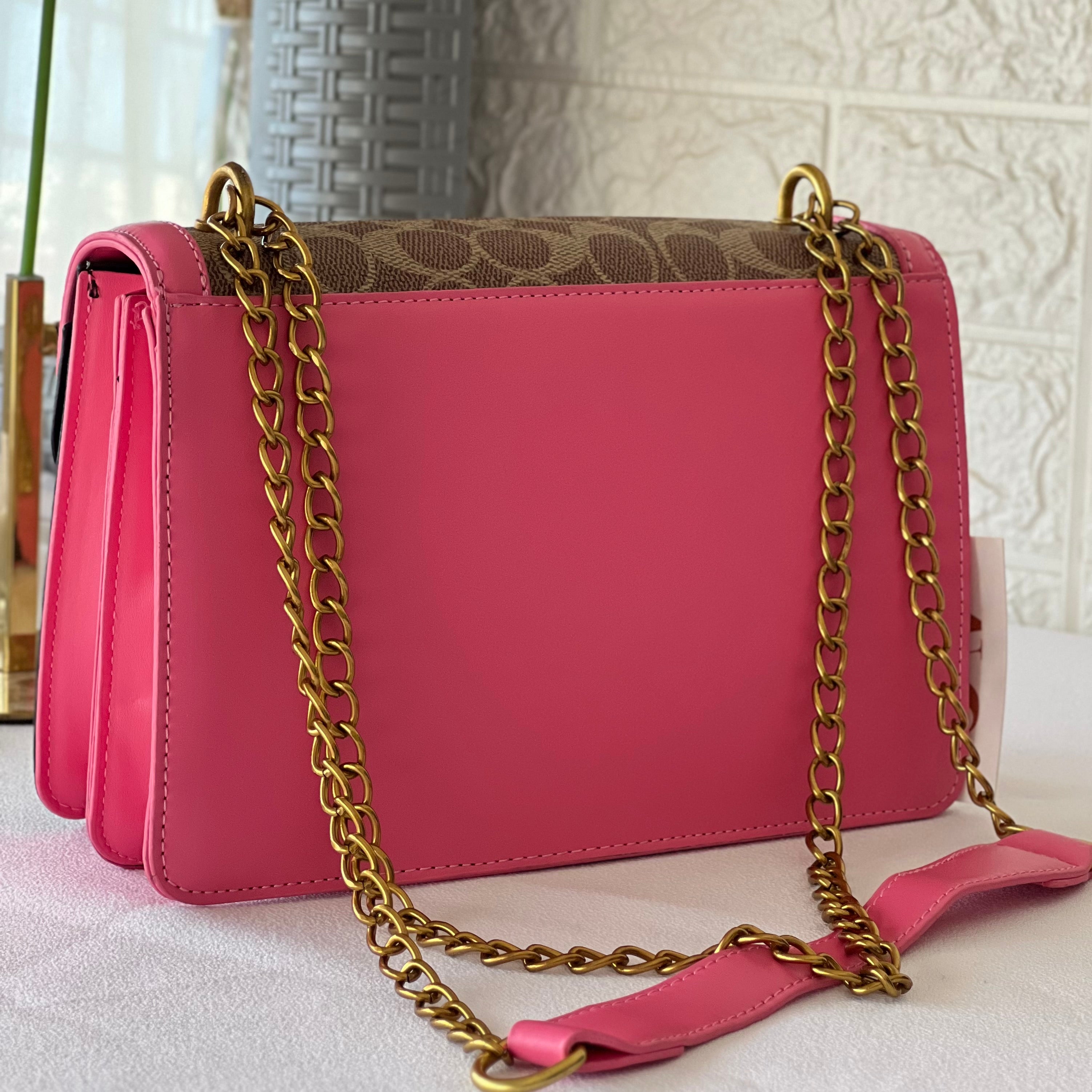 Sac Bandoulière signature rose et noir