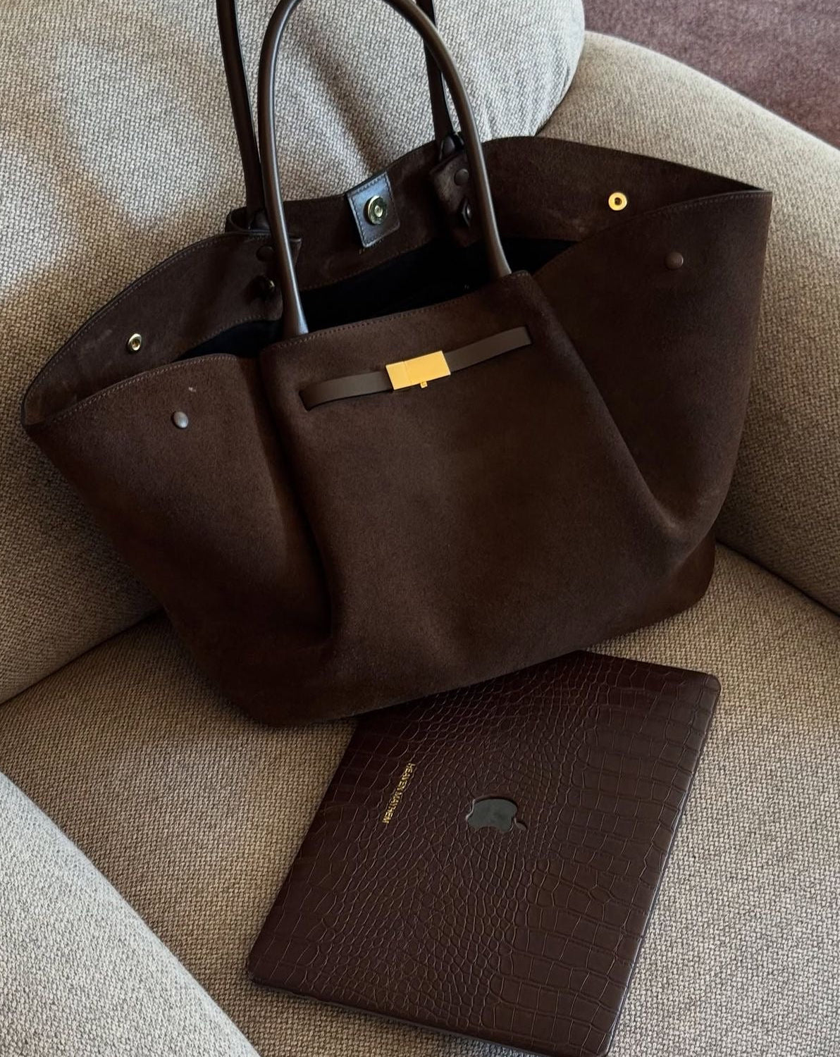 Sac à main Le Sublime Daim Dark Brown