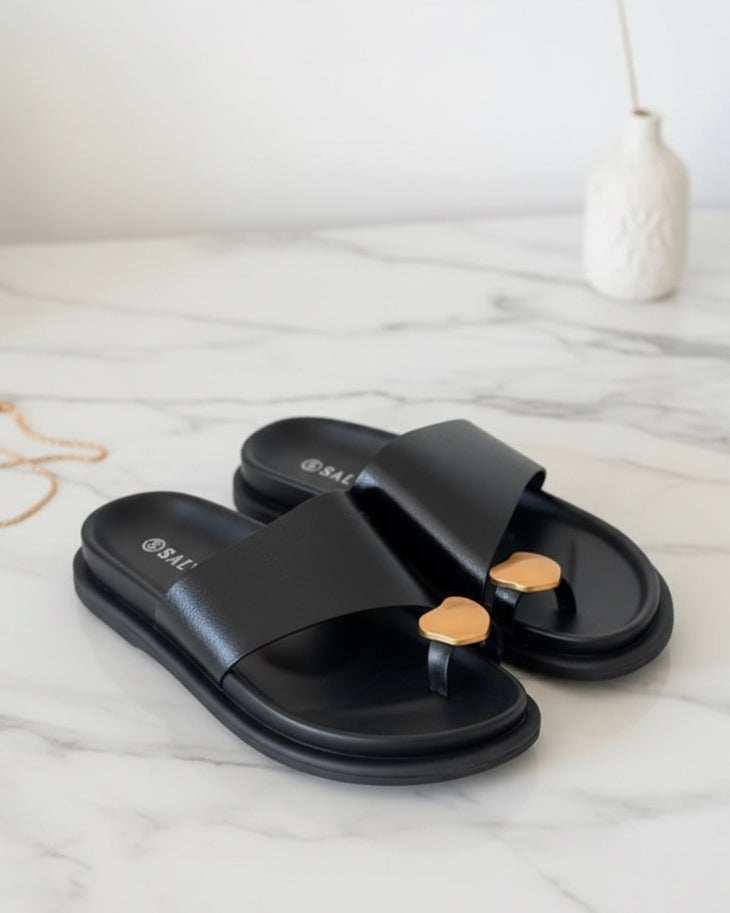 Mules gold touch Noir