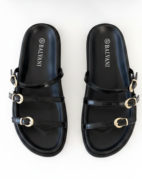mules croco Noir