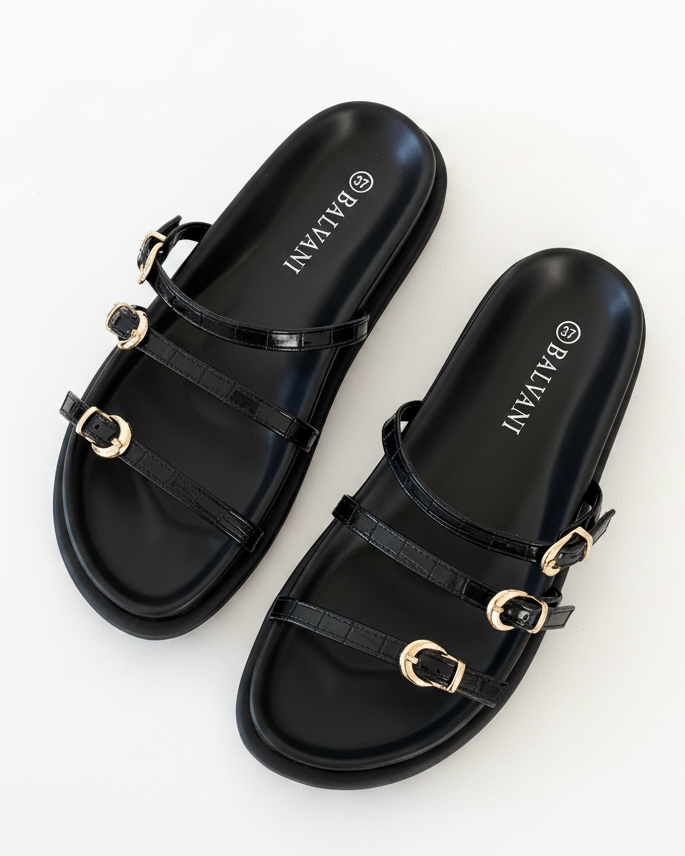 mules croco Noir