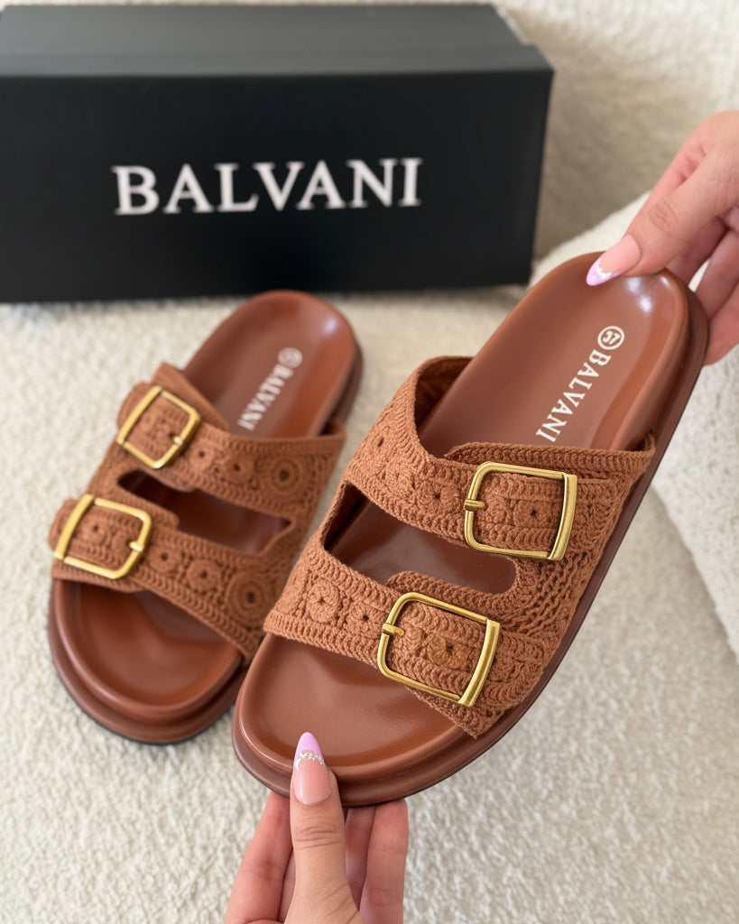 Mules crochet marron