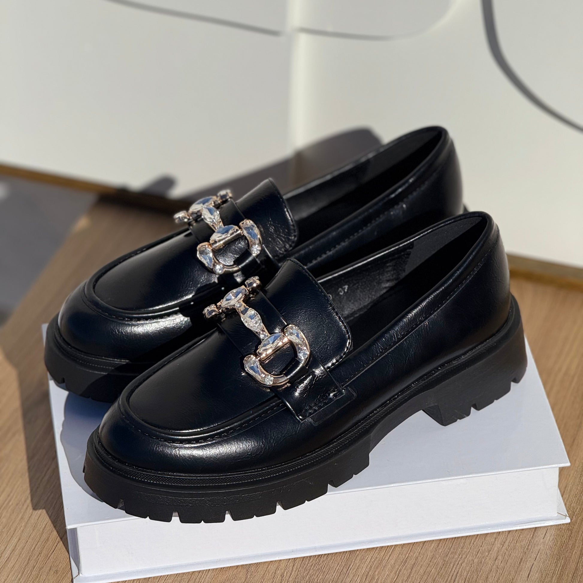 Mocassins strass Noir - hkstore