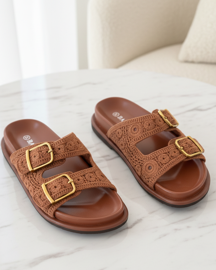 Mules crochet marron