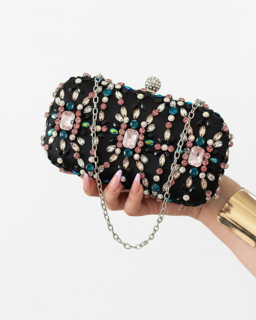 Pochette Soirée Bling Bling Noir