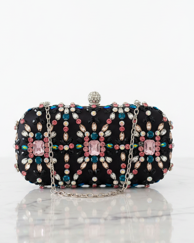 Pochette Soirée Bling Bling Noir