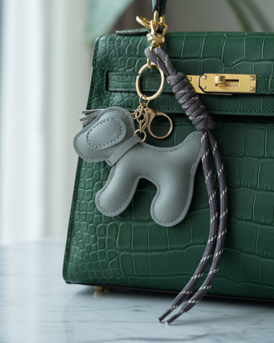 Porte clé puppy gris