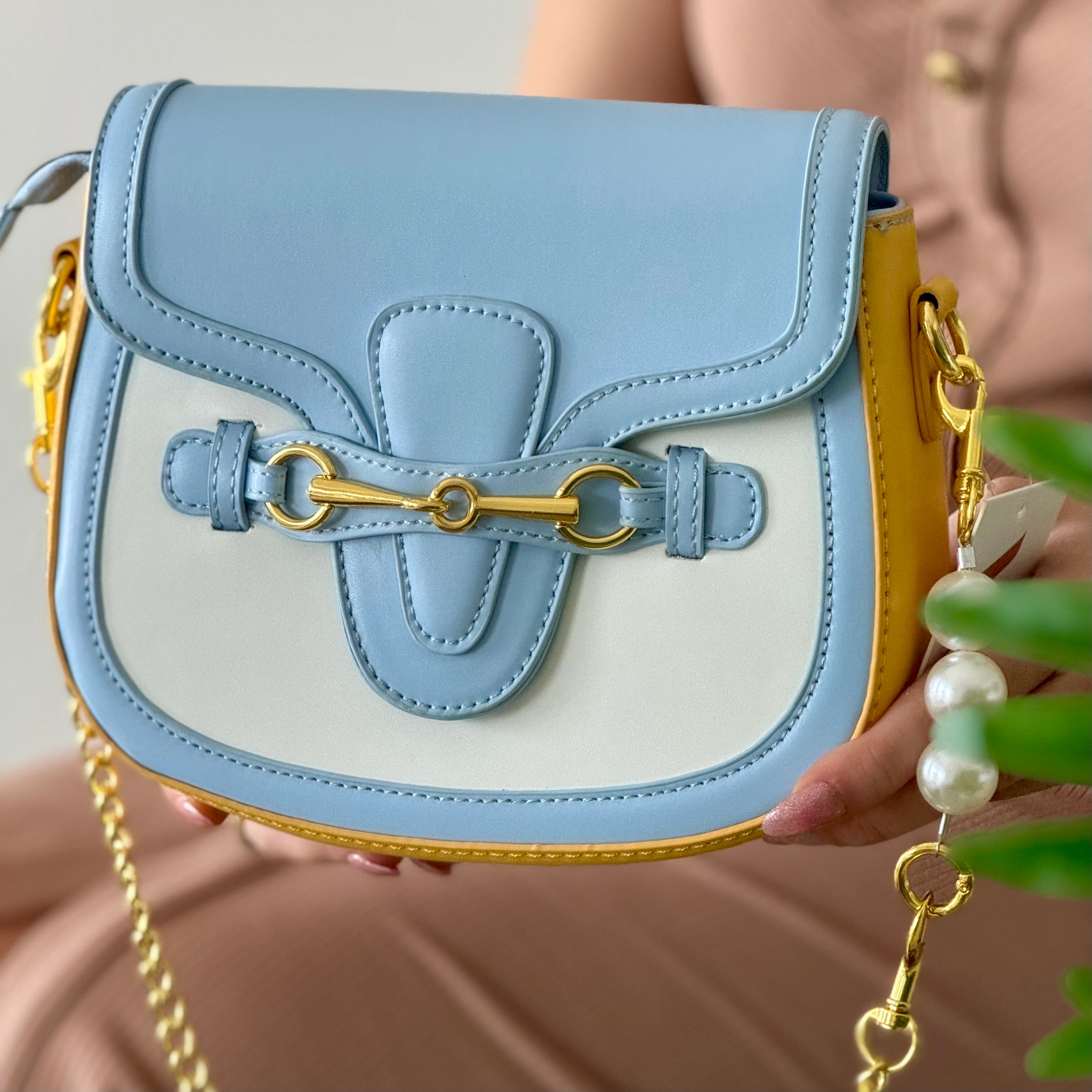 Sac à double bandoulières bleu