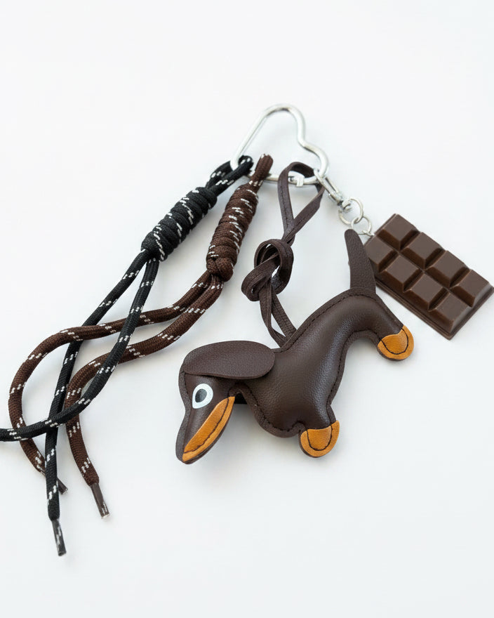 Porte clé chien marron