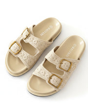 Mules crochet beige