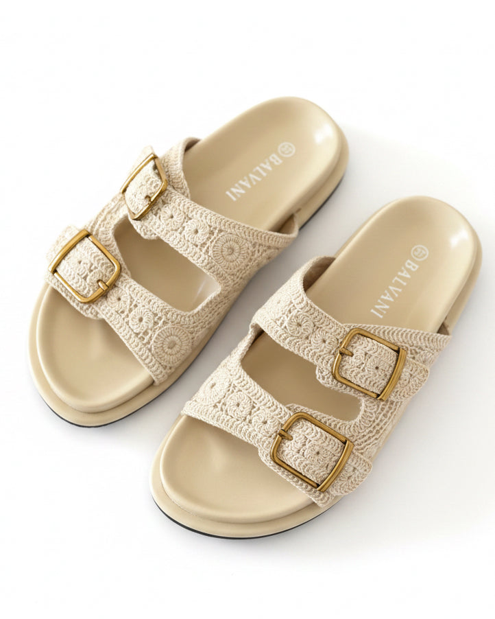 Mules crochet beige