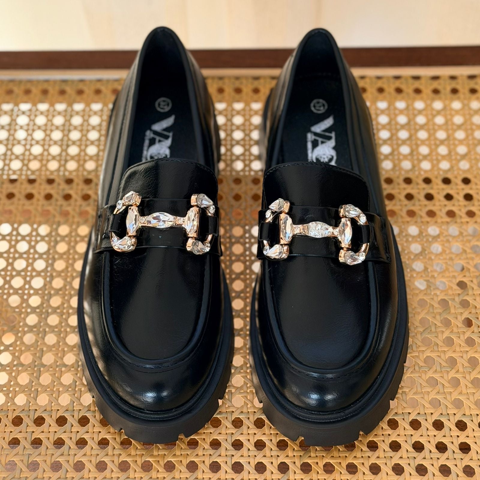 Mocassins strass Noir - hkstore