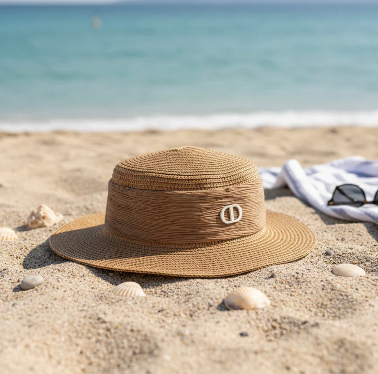 Chapeau avec Ruban beige