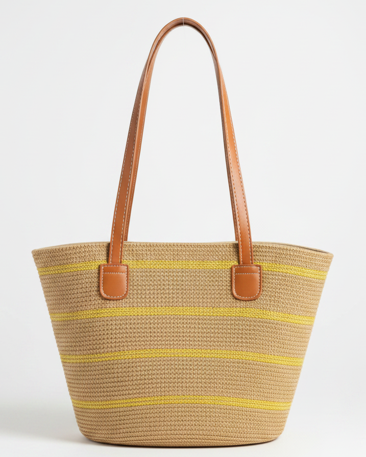 Sac couffin en paille dorée