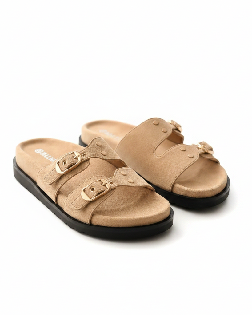 Mules daim beige