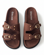 Mules daim Marron