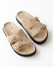 Mules daim beige